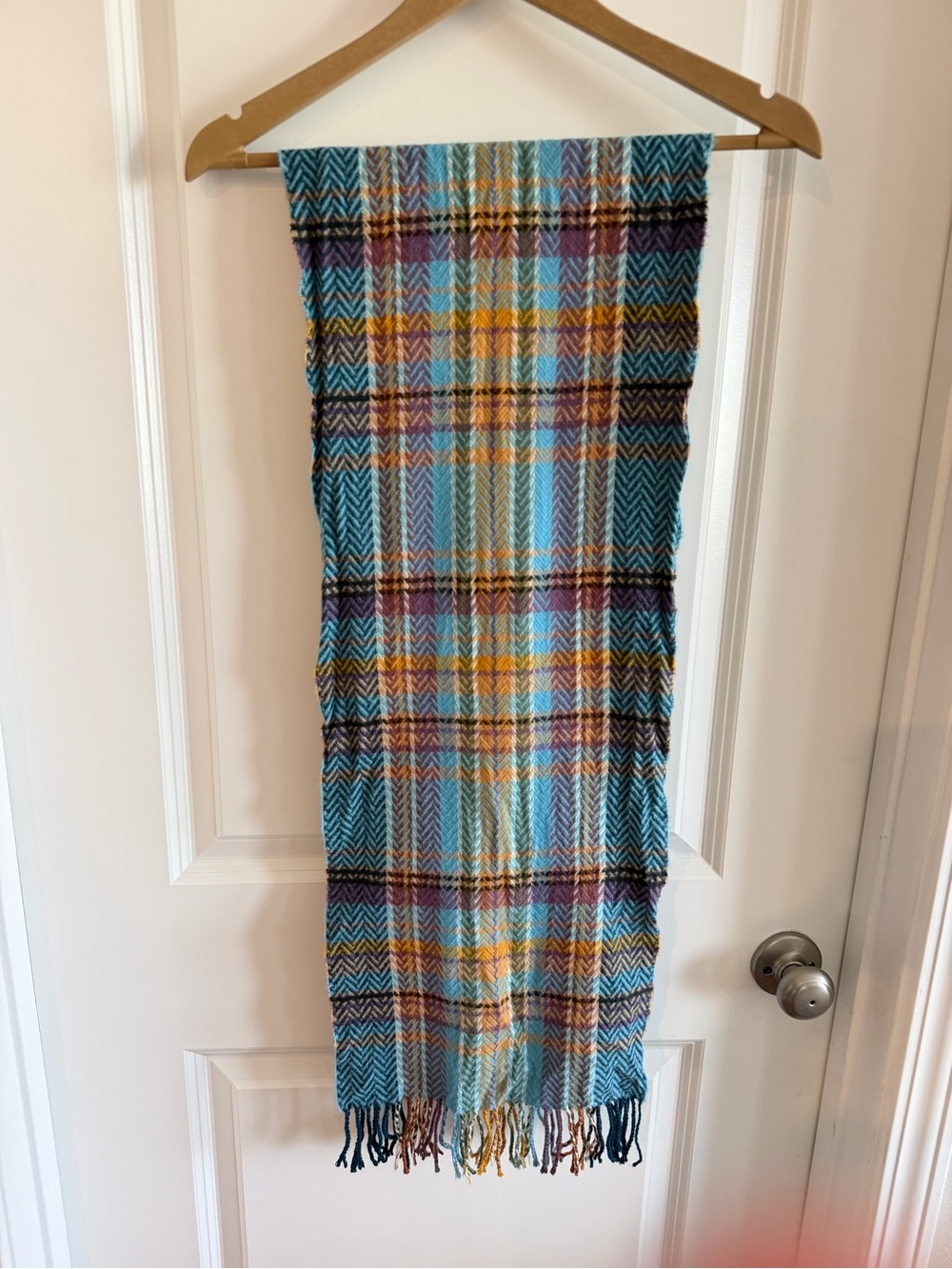 100% Cashmere Plaid Scarf Soft Long Fringe Cozy Warm Fall Winter Scotland